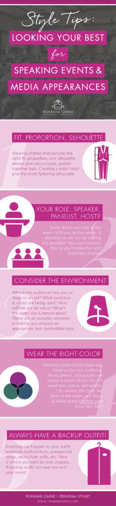Be well-prepared with what to wear with my quick styling tips on how to dress for speaking events & media appearances! ~Roxanne Carne | Personal Stylist