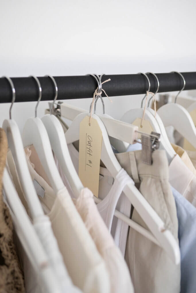 Garment Rack with Clothing