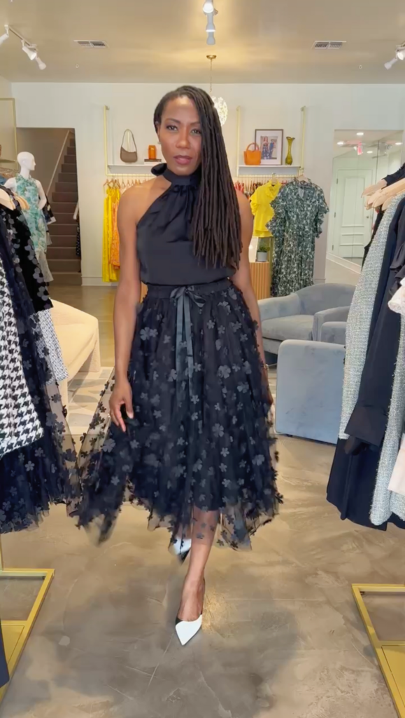 Roxanne Carne Personal Stylist modeling Abbey Glass outfits.